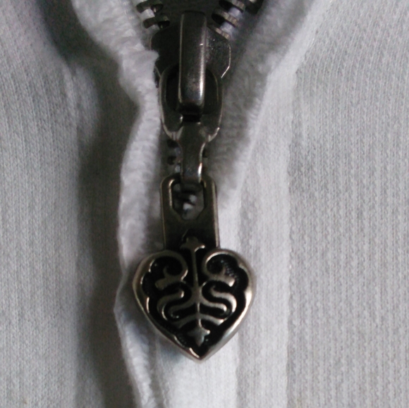 Sinful Rare Rhinestone Wings White Cotton Hoodie - Picture 5 of 10